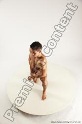 Nude Man White Kneeling poses - ALL Muscular Short Brown Kneeling poses - on one knee Multi angles poses Realistic